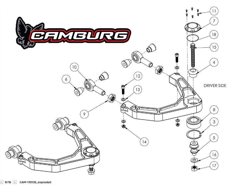 Camburg Ford Raptor ’17-19 Kinetik Series Billet Upper Arms