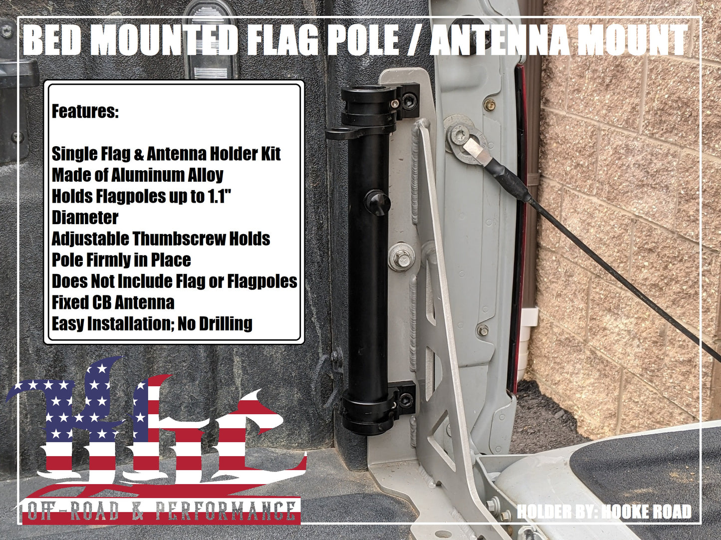 KHC Off-Road Bolt In Bed Mounted Flag / Antenna Holder