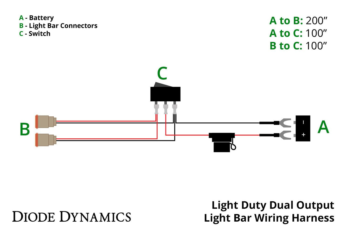 Diode Dynamics - Light Duty Dual Output 2-pin Wiring Harness (Stage Series w/o Backlight)