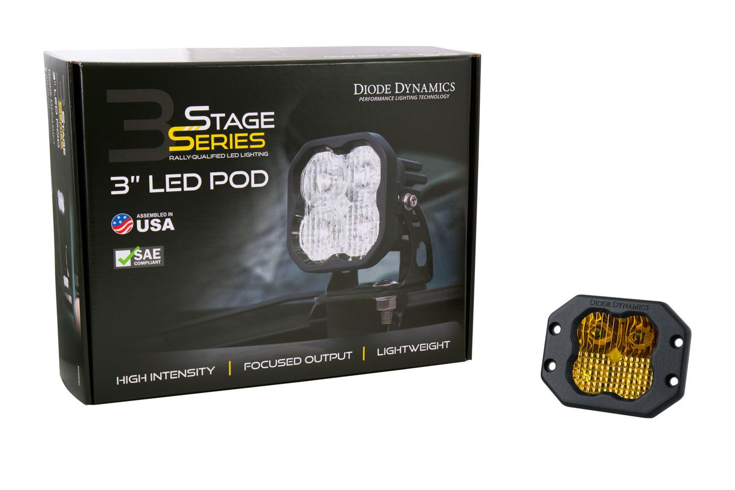 Diode Dynamics - Stage Series 3" SAE/DOT Amber Flush LED Pod (single)