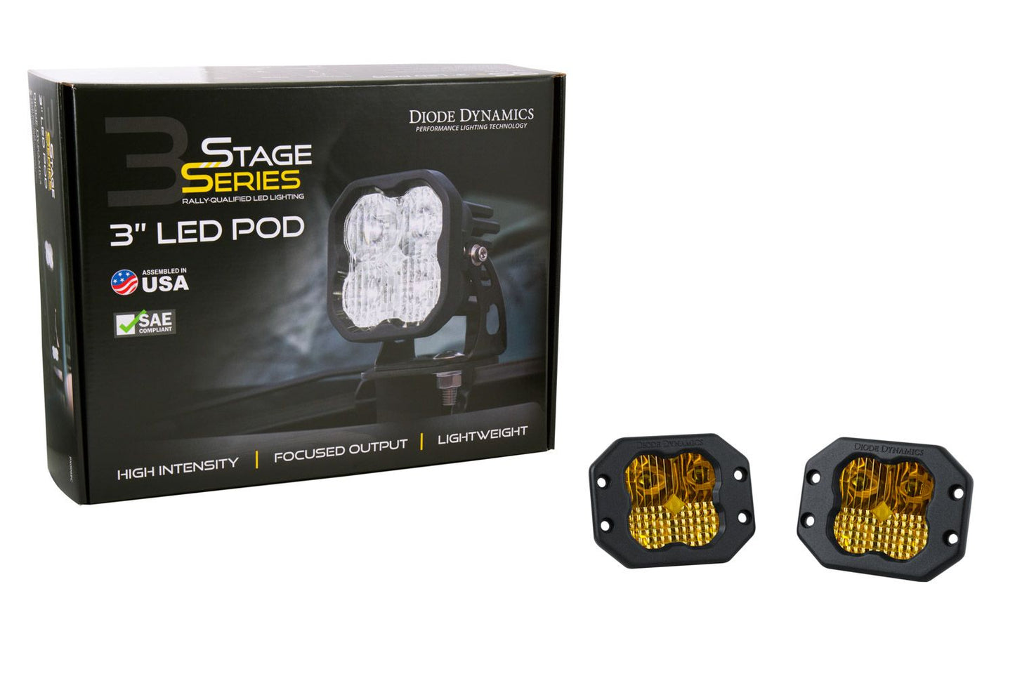 Diode Dynamics - Stage Series 3" SAE/DOT Amber Flush LED Pod (pair)