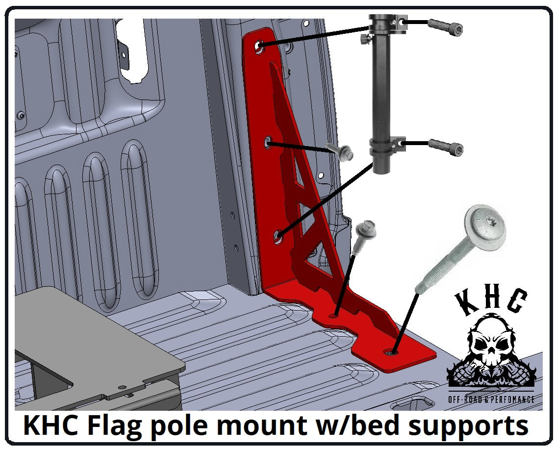 KHC Off-Road Bolt In Bed Mounted Flag / Antenna Holder