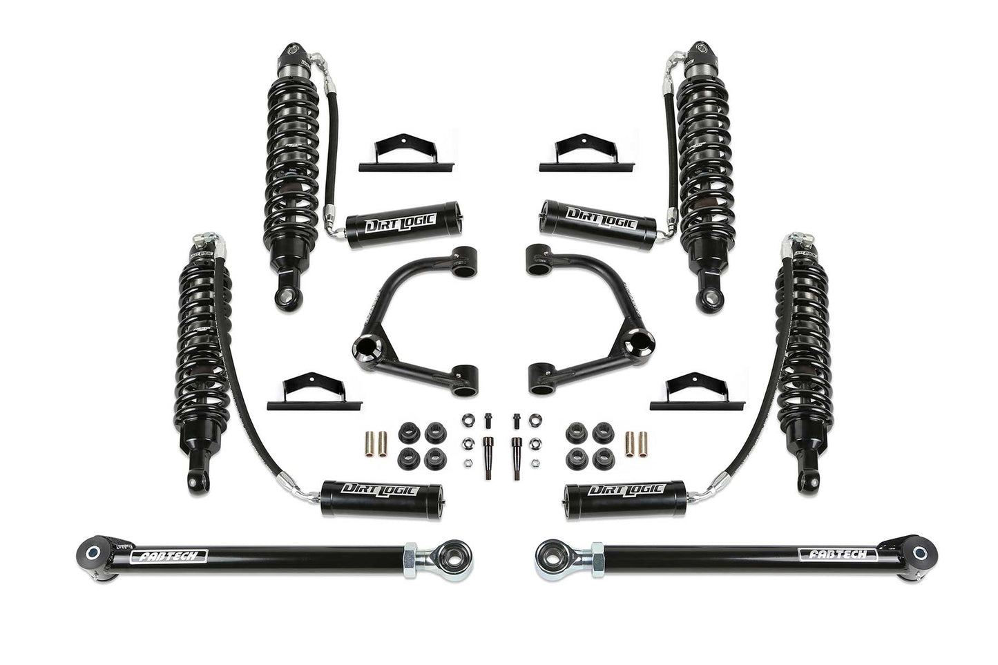 Fabtech - 4″ UNIBALL UCA LIFT KIT – FRONT DIRT LOGIC 2.5 RESI COILOVERS & REAR DIRT LOGIC RESI COILOVERS