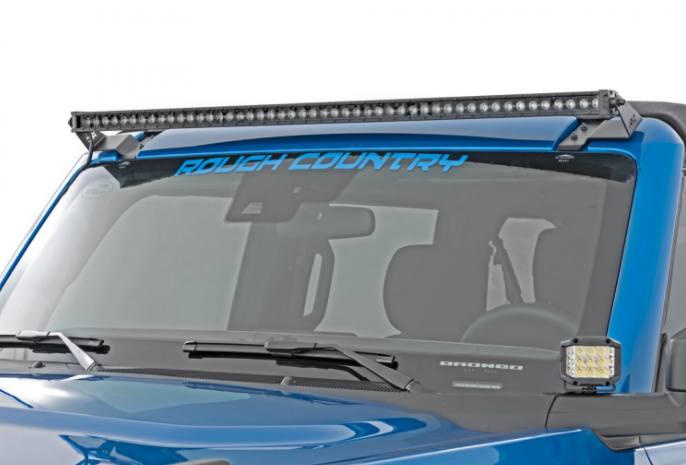 Rough Country - LED LIGHT | UPPER WINDSHIELD | 40" & 50" BLACK SINGLE ROW | FORD BRONCO (21-22)