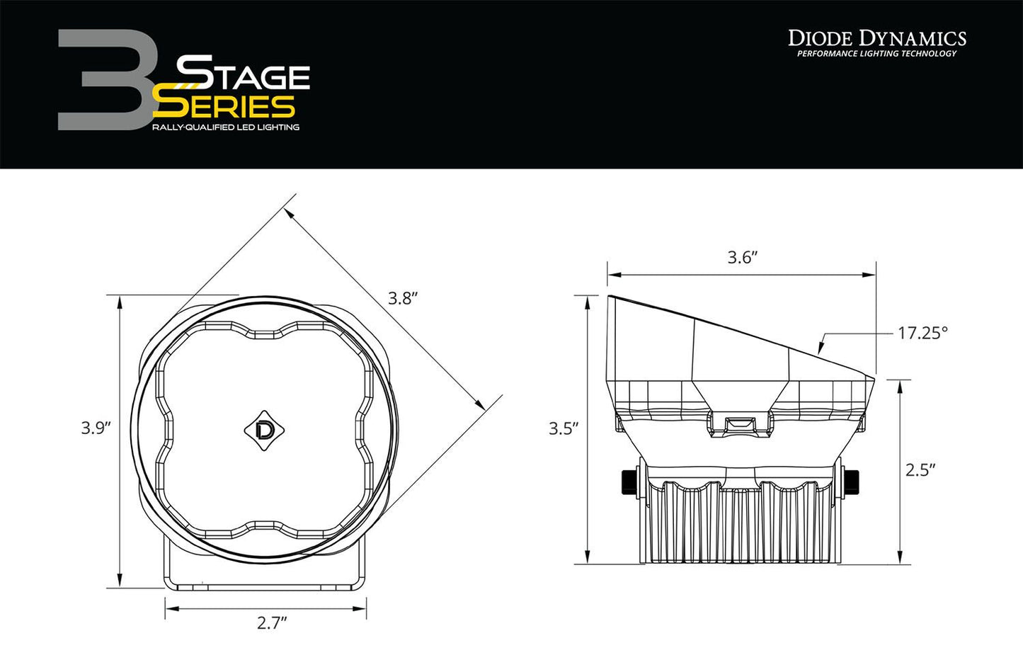 Copy of Diode Dynamics - Stage Series 3" SAE/DOT White Angled LED Pod (pair)