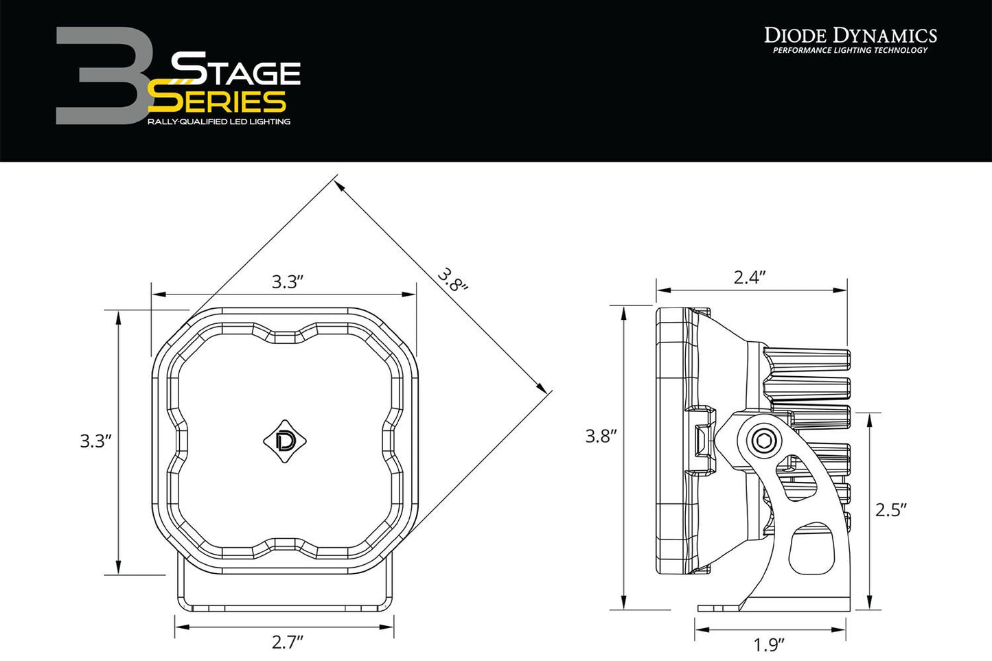 Diode Dynamics Stage Series SS3 Backlit Ditch Light Kit for 2021 Ford Bronco