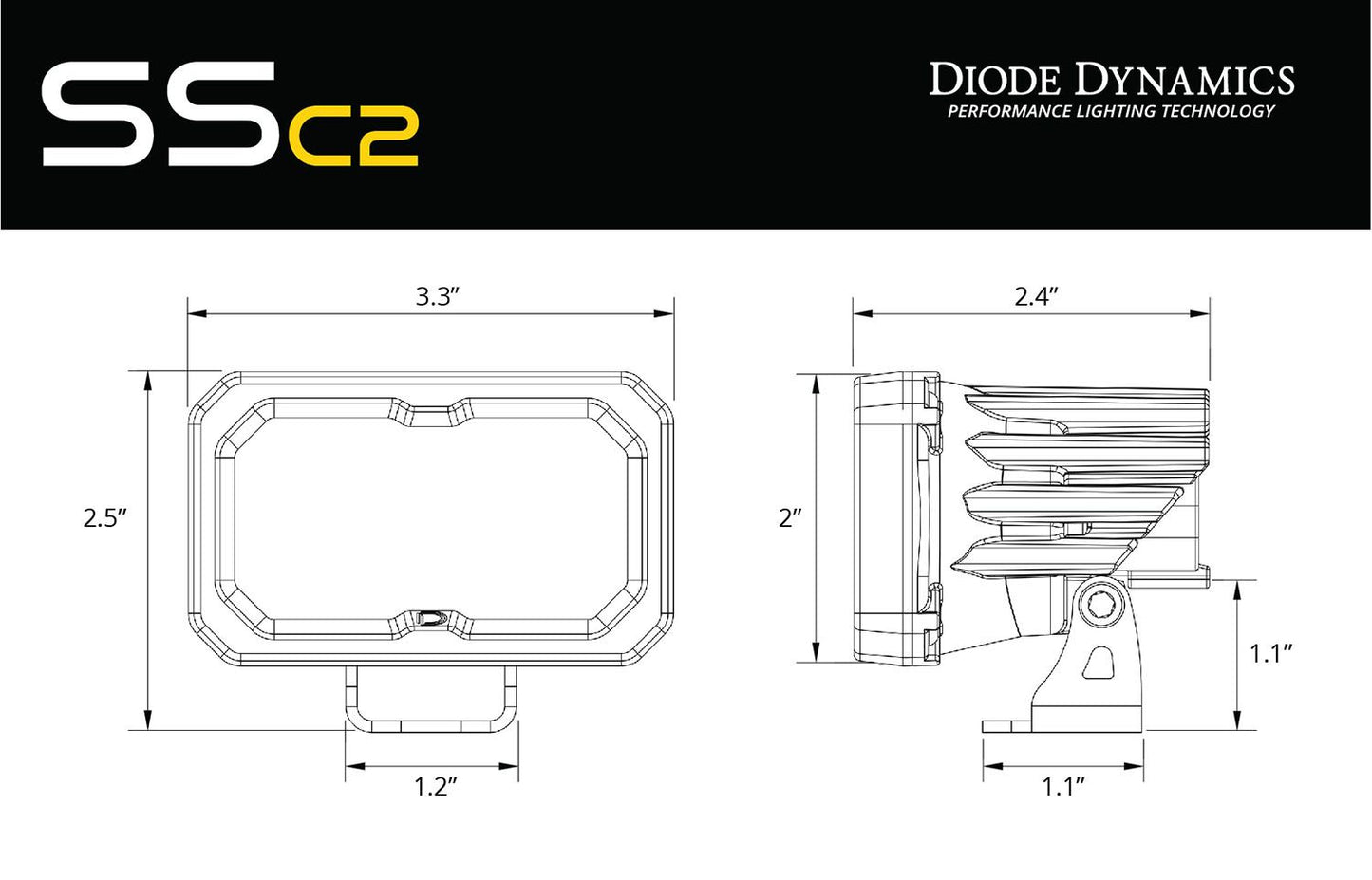 Diode Dynamics - Stage Series 2" Yellow Standard LED Pod