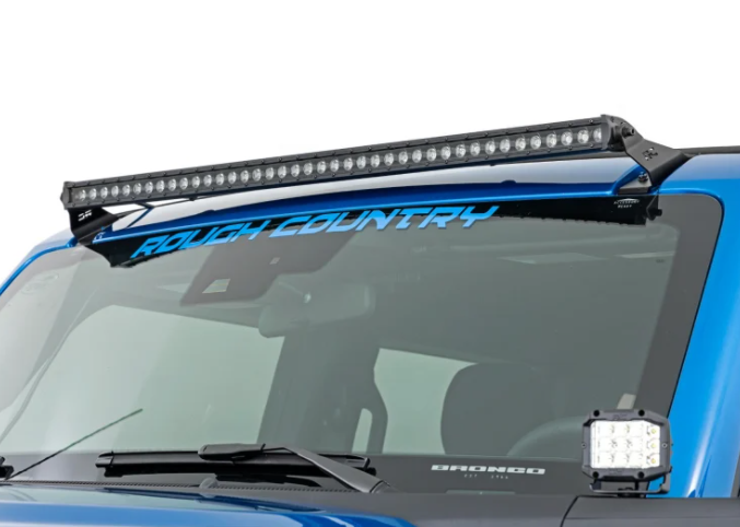 Rough Country - LED LIGHT | UPPER WINDSHIELD | 40" & 50" BLACK SINGLE ROW | FORD BRONCO (21-22)