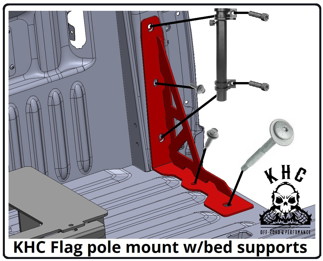 KHC Off-Road Bolt In Bed Mounted Flag / Antenna Holder