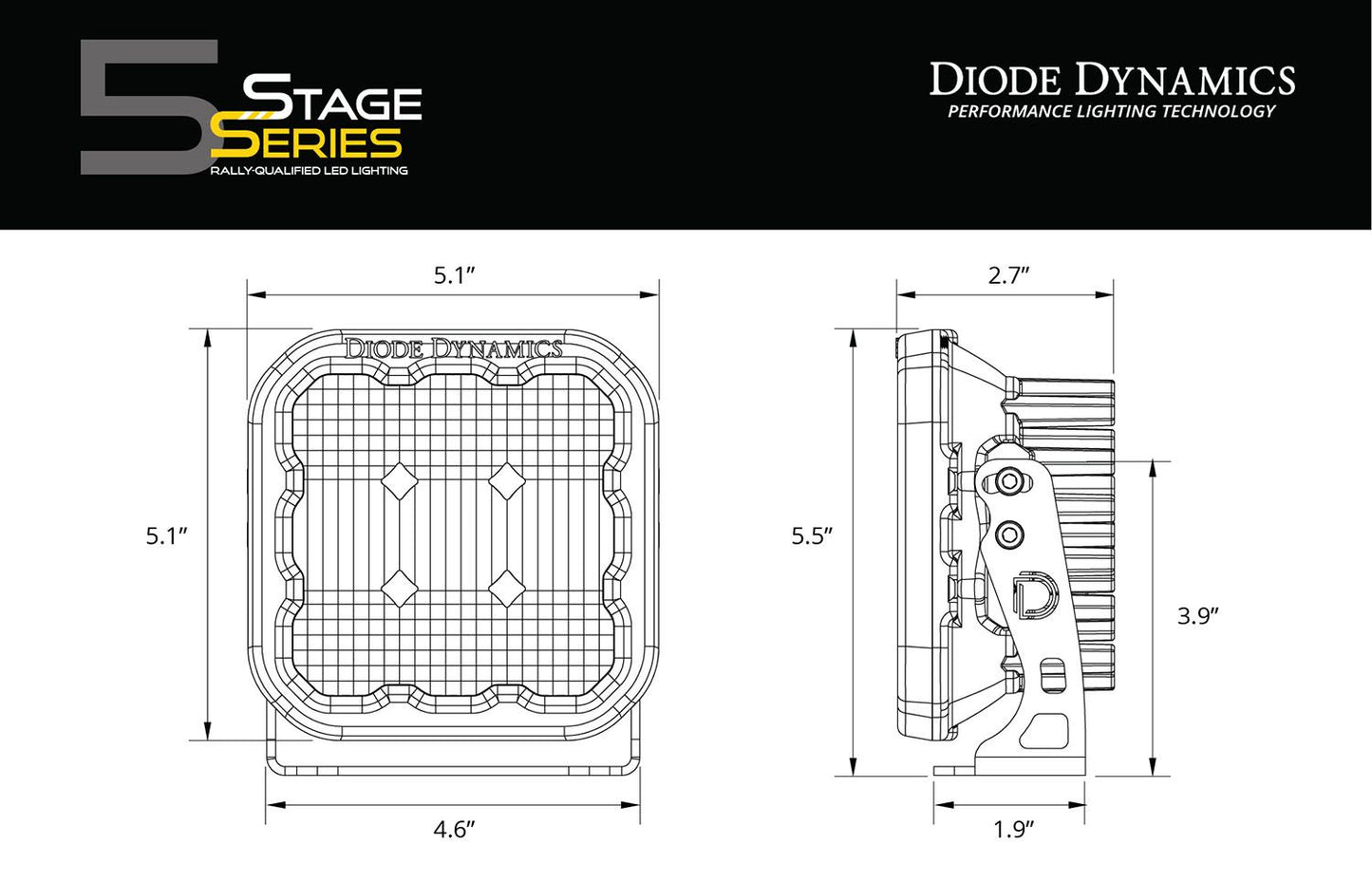 Diode Dynamics - Stage Series 5" Amber LED Pod