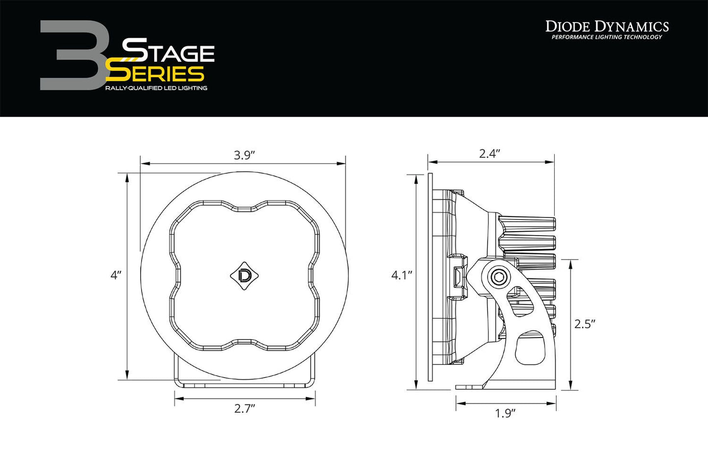 Diode Dynamics - Stage Series 3" SAE/DOT Amber Round LED Pod (single)